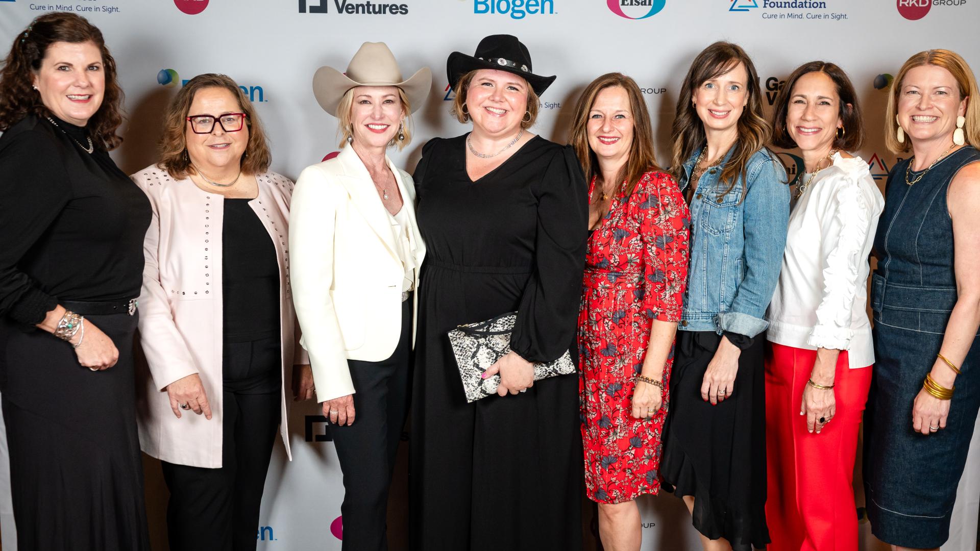 From left: Jaime Torrington (Biogen), BrightFocus President and CEO Stacy Pagos Haller, BrightFocus Senior Vice President of Strategic Partnerships Nancy Lynn, Trisha Devlin (Lilly), Teresa Cronin (Eisai), Melody Libby (Biogen), Bonnie Wattles (Hilarity for Charity), Brooks Kenny.