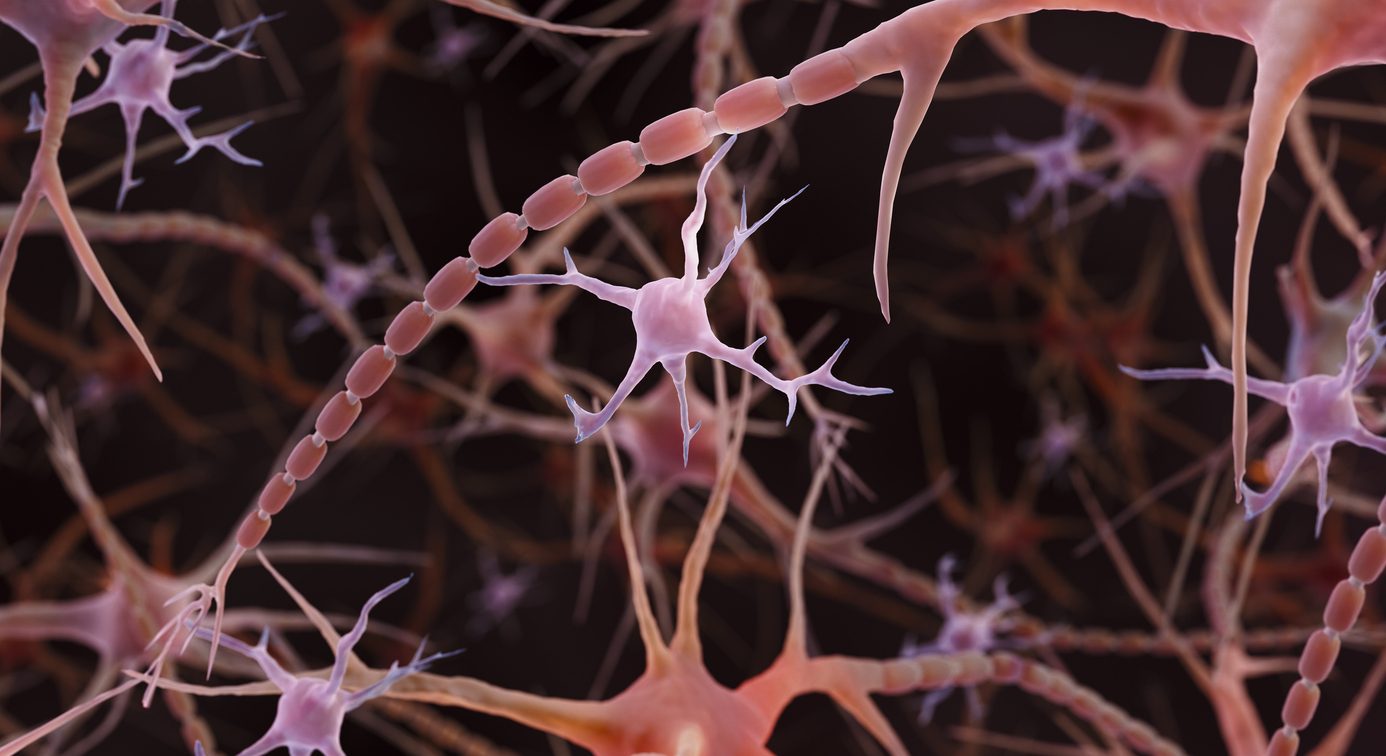 A digital rendering of brain cells.