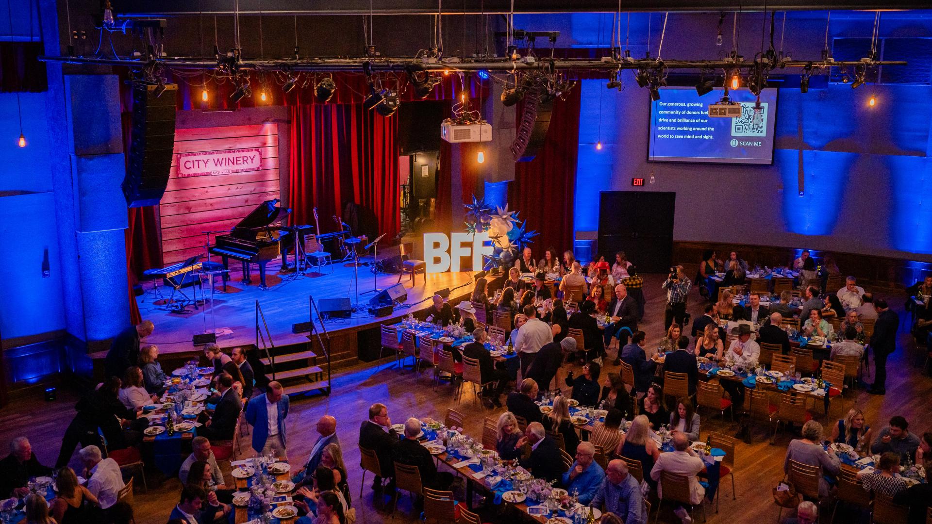 A wide shot of the Concert for Cures at City Winery in Nashville