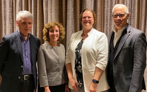 Alzheimer's Fast Track Co-chairs (left to right) - Harry Steinbusch, PhD, Cynthia Lemere, PhD, Diane Bovenkamp, PhD, and Frank LaFerla, PhD.