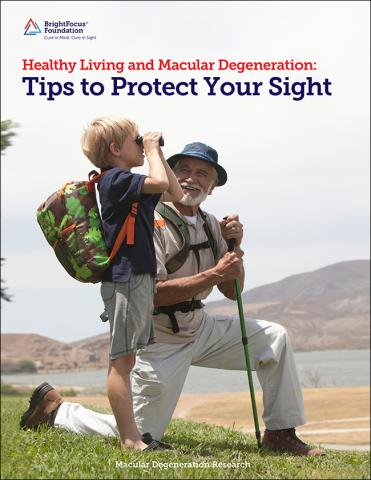 Healthy Living and Macular Degeneration: Tips to Protect Your Sight cover page with grandfather and grandson.