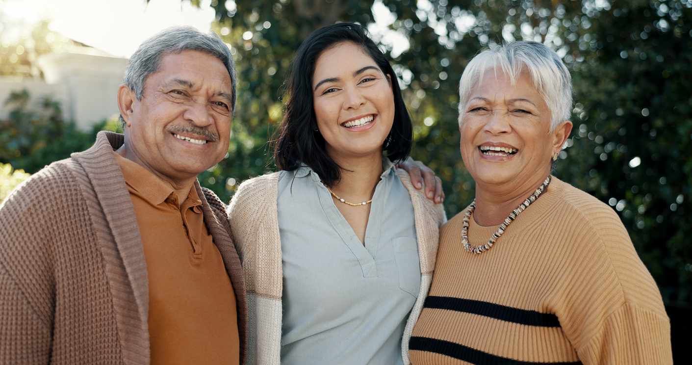 Senior couple with granddaughter.