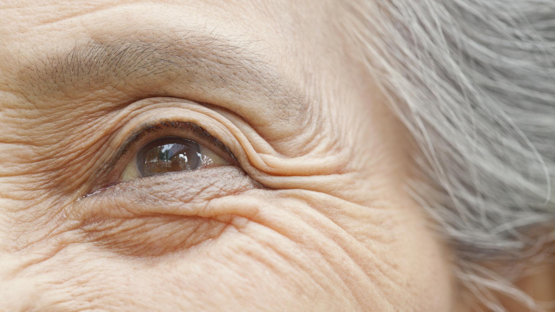 Close up of an older woman's eye.