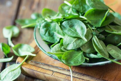 A plate of leafy green spinach.