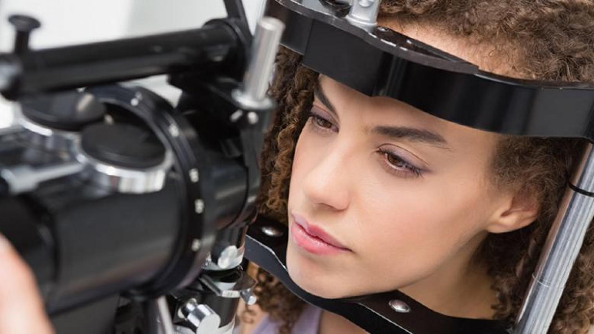 young woman having an eye-exam