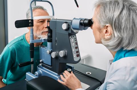 Elderly man having an exam.