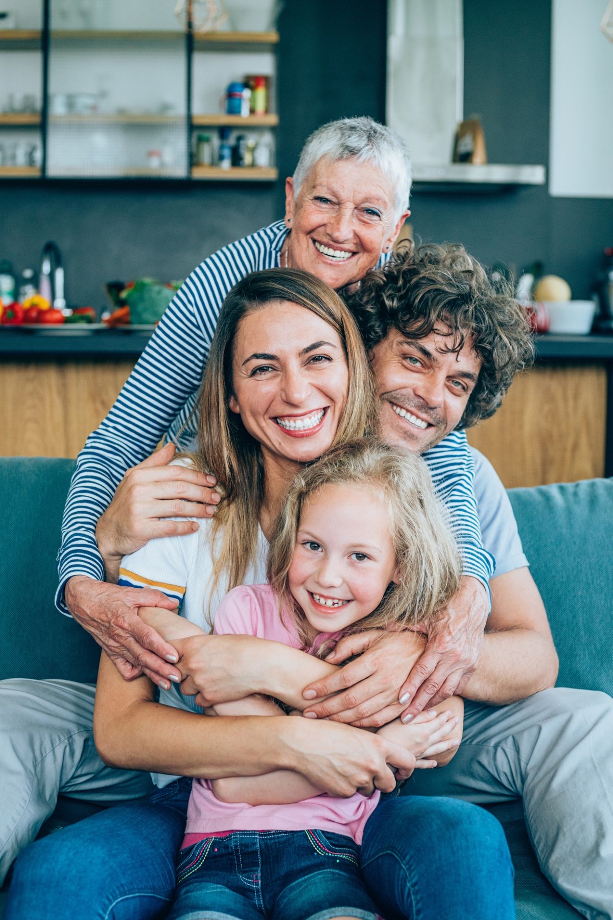 A smiling multigenerational family