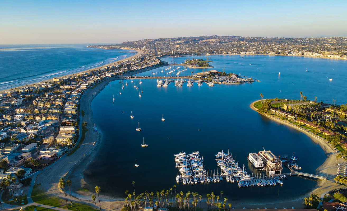 Mission Bay and Mission Beach areal view taken with DJI Drone.